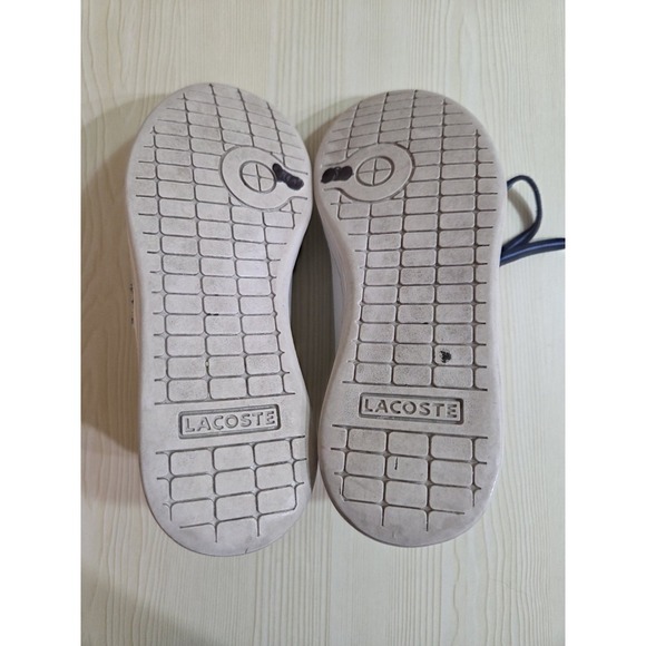 Lacoste Kids' Carnaby Evo Sneaker, White Navy Synthetic, Size 12 - Picture 7 of 8